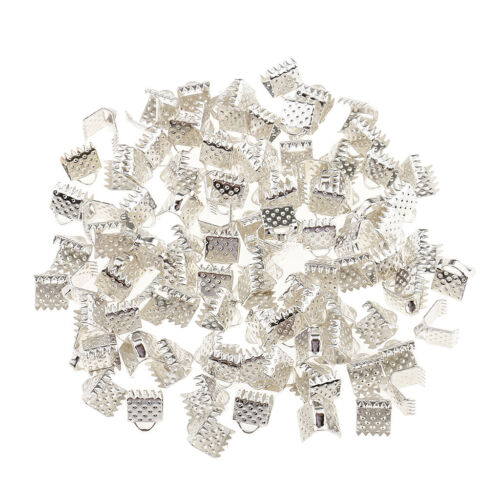100Pc Ribbon Pinch Crimp Cord Ends Ribbon Fastener for Jewelry Finding Craft - Afbeelding 1 van 10