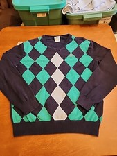 Lacoste Men's Sz. 5 L/S Green/Blue Argyle Diamond V-Neck Sweater EUC. R77
