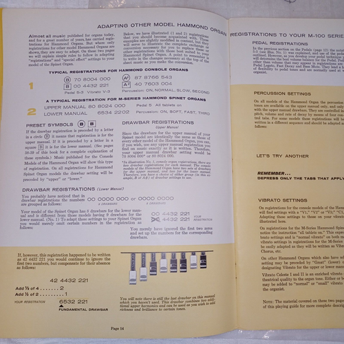 Hammond Model M-100 Series Spinet Organ Owner's Operating & Playing Guide - Picture 14 of 24