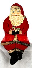Santa Claus Shelf Sitter Wood Hand Painted Christmas Holiday Red Decor 10" Tall