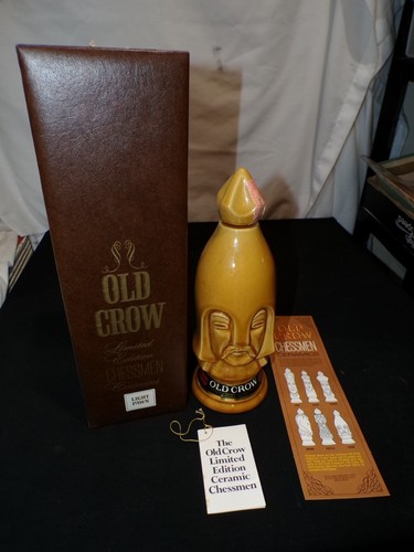 Old Crow Chessman LIGHT PAWN Empty Ceramic Whiskey Decanter wt Display Box