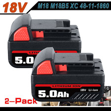 2PACK 5.0 AH Extended Capacity For Milwaukee M18 18V Lithium Battery 48-11-1860