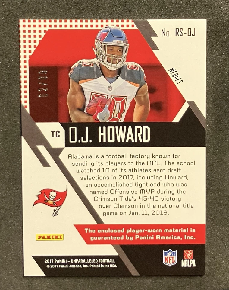2017 Panini Unparalleled #RS-OJ O.J. Howard Rookie Stitches Jersey Purple #/99 - Image 4 of 4