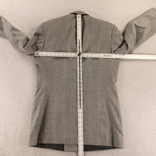 VTG Prince of Wales Jacket M MT Gray Check 100% Wool Hopsack Double Breasted 40L - Picture 13 of 18