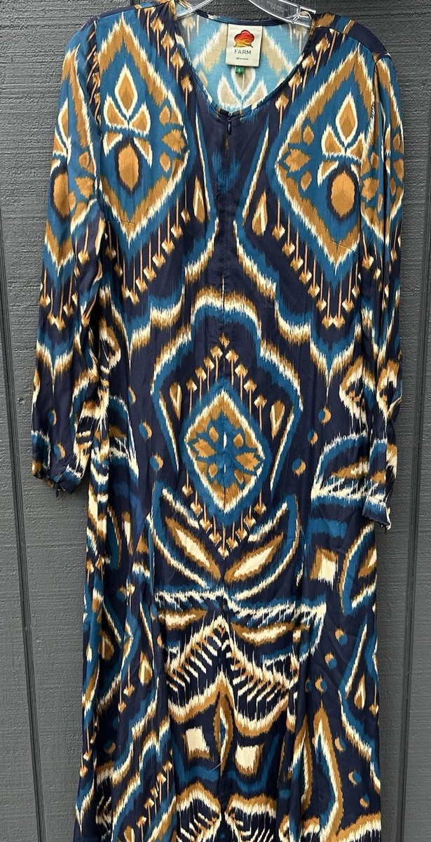 knee length dresses for ladies Pineaple Ikat Blue Maxi Dress – FARM Rio