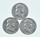 Higher Grade - 1958 1956 1958 Franklin Half Dollar 90% SIlver Lot *171