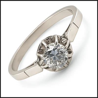 18K 750 Solitaire RS 53 0,50ct Diamond Ring Solitär Halbkaräter Unikat Brillant - Bild 1 von 4
