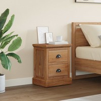 Nachttisch Mit Schubladen Natur 40 X 30 X 50 Cm Massivholz Teak Nachttisch Schla