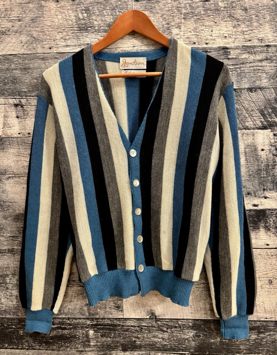 Vintage Jantzen Ken Venturi Striped Golf Sweater Cardigan Men