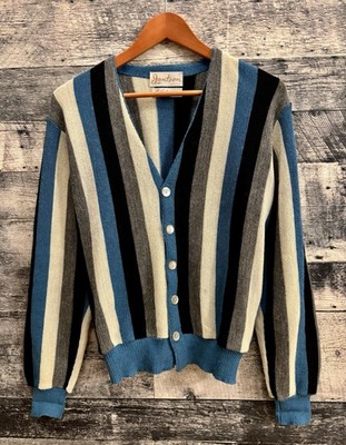 Vintage Jantzen Ken Venturi Striped Golf Sweater Cardigan Men s Sz M Medium USA