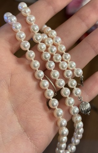 Designer KGH 14K White Gold Hand Knotted Pearl June Anniversary Necklace - Picture 6 of 8