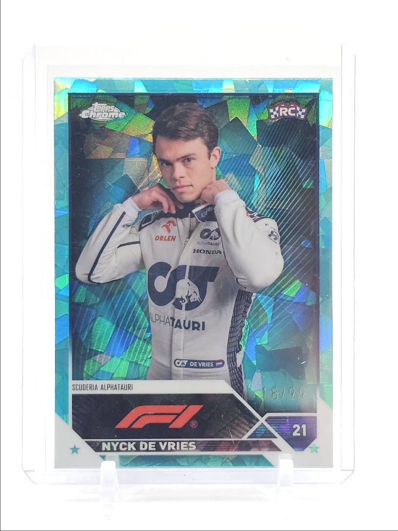 NYCK DE VRIES 2023 TOPPS CHROME F1 SAPPHIRE AQUA ROOKIE #67 RC /99 Q4832