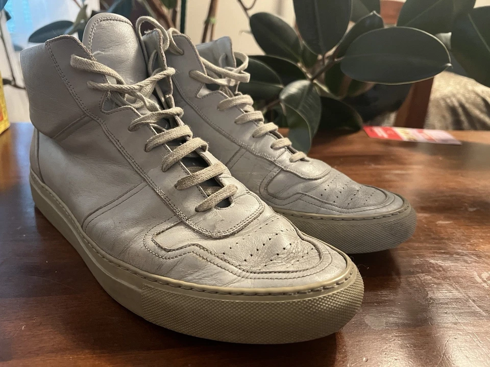Common Projects BBall High Men's Gray Leather High Top Lace-Up Sneakers - Image 1 of 4