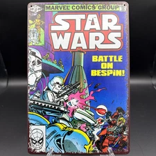 Star Wars Vintage Marvel Comic Retro Metal Tin Sign Battale On Bespin 8”x12” HTF