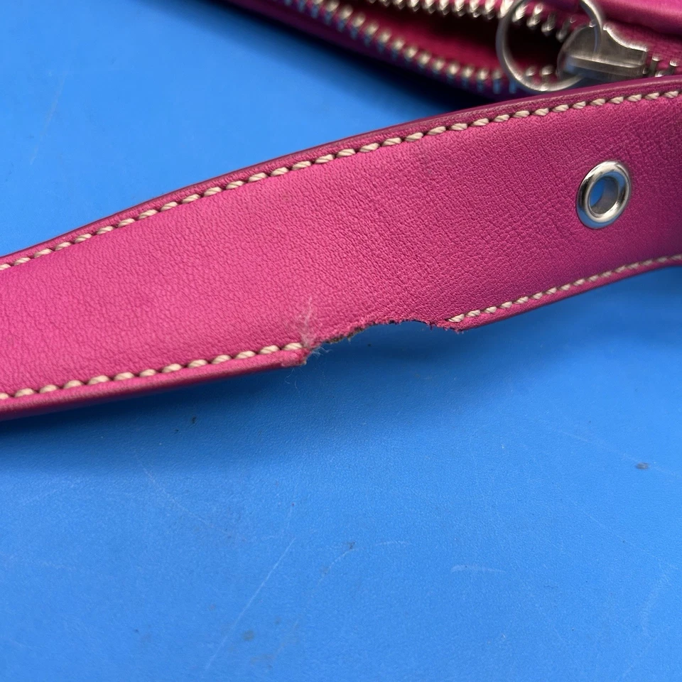 Винтажный тренер 6371 Hampton ярко розовый холст наплечная сумка багет Y2K - Изображение 2 из 4