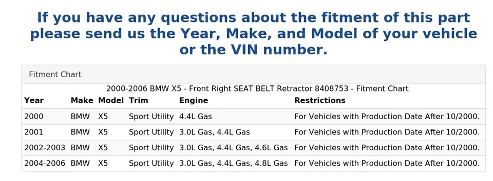 BMW X5 2000-2006 - CINTURÓN DE SEGURIDAD DELANTERO DERECHO RETRACTOR 8408753 Foto 3 de 3