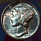 1942-P Mercury Dime – Uncirculated – Brilliant 90% Silver