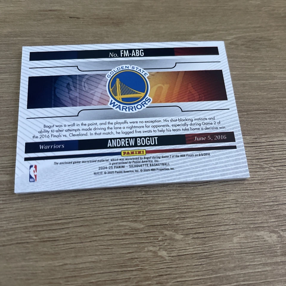 Andrew Bogut 2024-25 Panini Silhouette Finales NBA Parche Juego 2 Usado - GUERREROS Foto 2 de 2