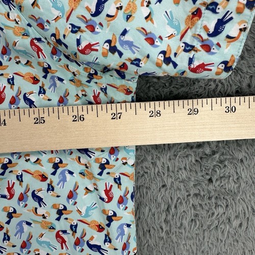 Johnston & Murphy Shirt Men XXL Blue Toucan Bird Button Down Pocket Short Sleeve - Picture 7 of 11