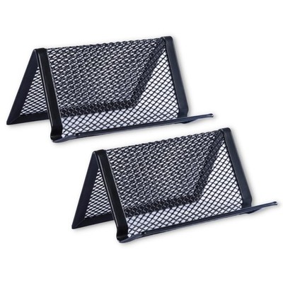 Mesh Business Card Holder Desk Organize Cards Set of 2 Black Durable Design