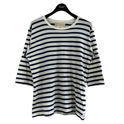 [Used] VISVIM Border cut and sew White x Navy Size: M [160526] (Visvim)
