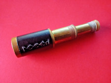 VVt - Cannocchiale Retraibile Antico Ottone e Pelle Nautico Esploratore