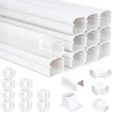Mini Split Line Set Cover Kit 3"W 16Ft Air Conditioners Decorative PVC Slim L...