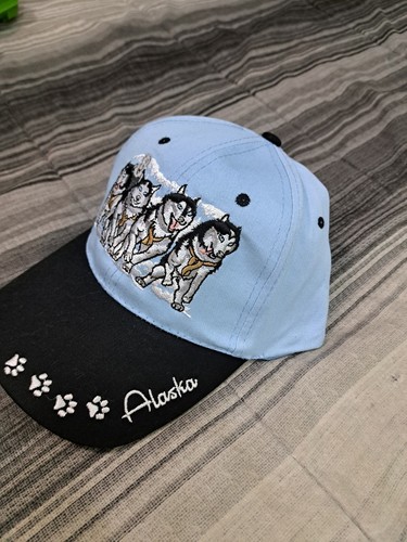 Souvenir Alaska All Over Embroidered Dog Sled Huskies Graphic Baseball Hat Cap - Picture 2 of 7