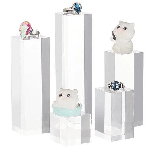 5pcs Clear Acrylic Display Block 1.1/1.9/3/3.1/4.7 Inch Cube Square Acrylic D...