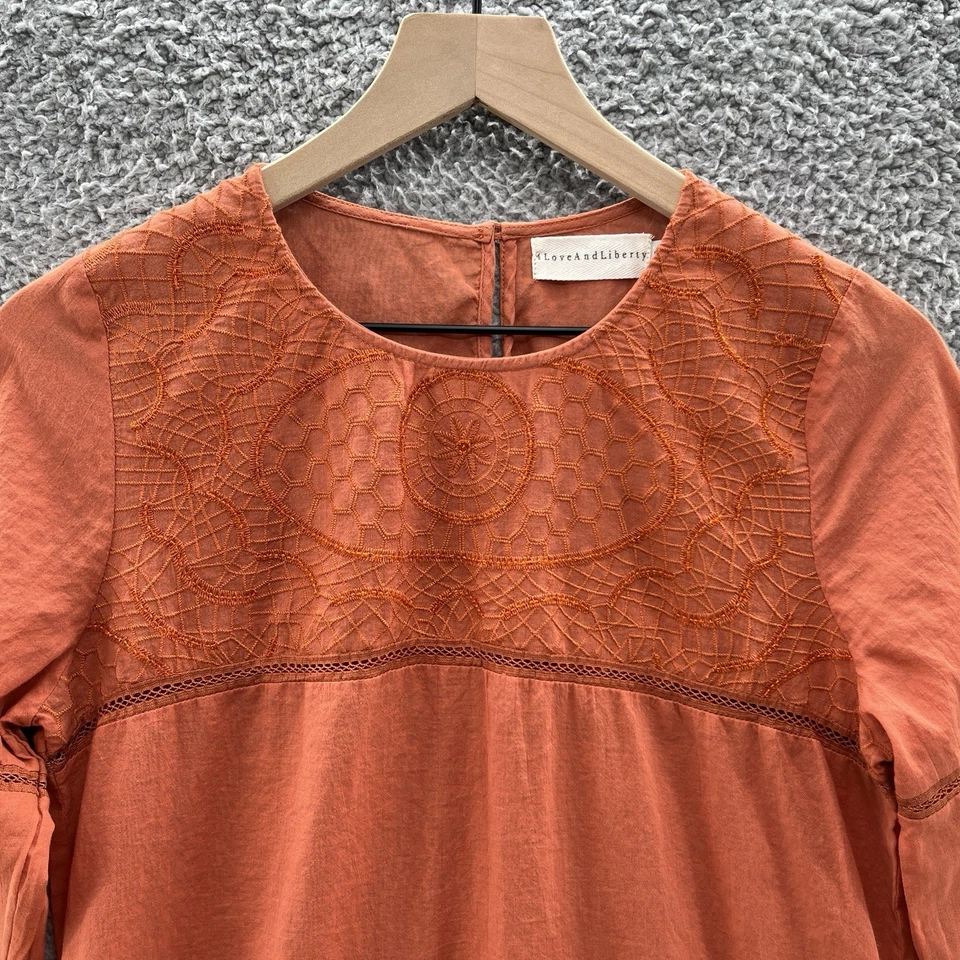 Blusa Johnny Was 4 Love Liberty Pequeña Naranja Campesina Cuentas Crochet Boho Top Foto 2 de 4