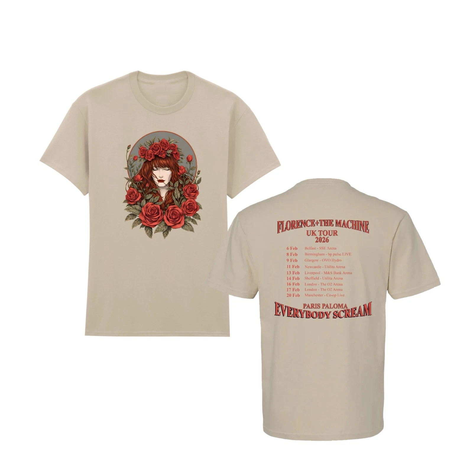 Florence and The Machine 2026 Tour T-Shirt Music Inspired Double Sided T-Shirt