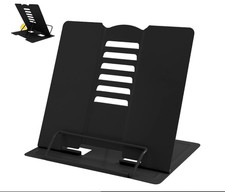 Metal Book Stand - Adjustable Book Holder for Reading (Full Black)