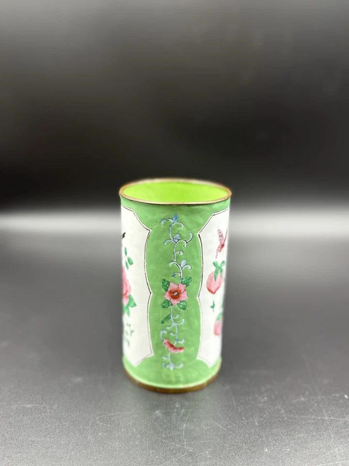 🌸 Antiguo soporte de cepillo chino pintado a mano - Famille Rose Foto 2 de 4