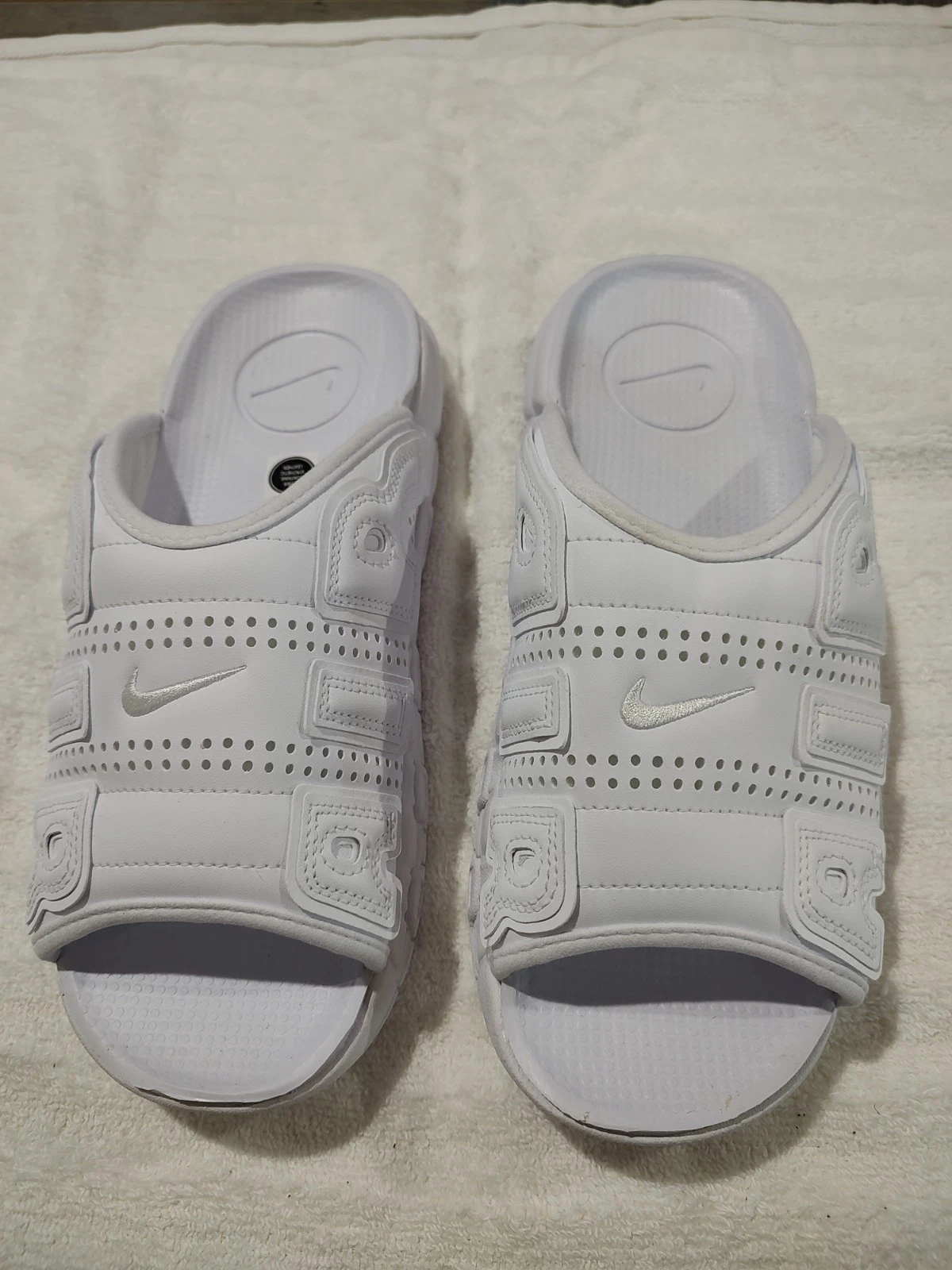 Sandali ciabatte Nike Air Uptempo Slides Triple bianchi FD9884 101 uomo taglia 9