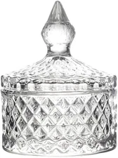 Glass Candy Storage Box Clear Sugar Dish With Lid Crystal Covered Bowl
