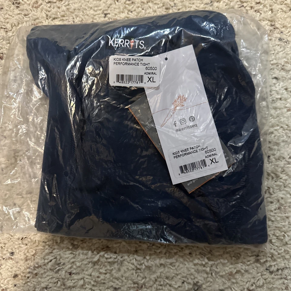 Pantalones ecuestres Kerrits niños nuevos con etiquetas medias azul liso talla XL parche en la rodilla Foto 3 de 3