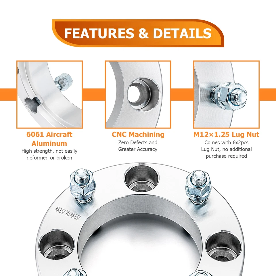 2pcs 1.5" Wheel Spacers 4x137mm For Kawasaki MULE 3000 3010 4000 4010 Trans - Image 3 of 4