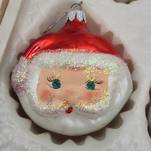 Vintage 4er Set Weihnachtsmann handverziert 3 cm Glas Weihnachtsschmuck - Bild 15 von 17
