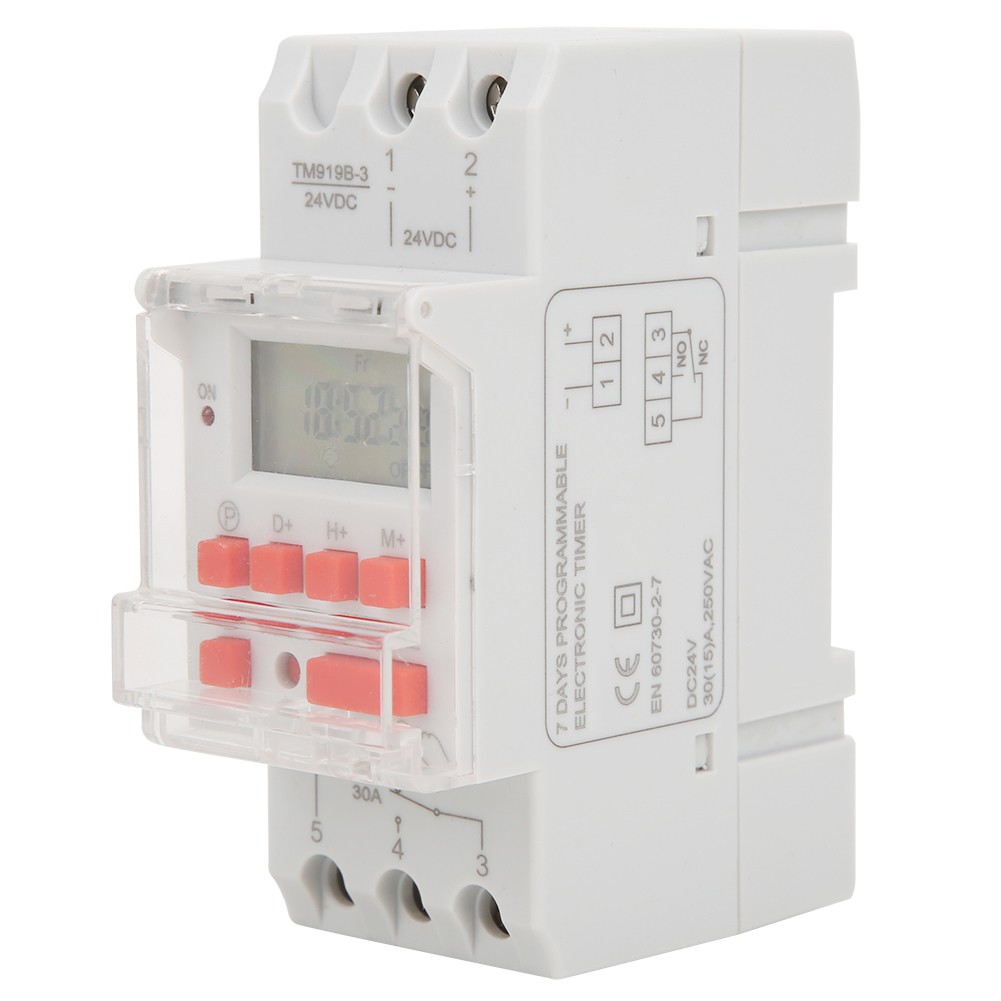 DC 24V 30A Weekly 12/24hrs Timer Switch LCD On Off Control Programmable Time