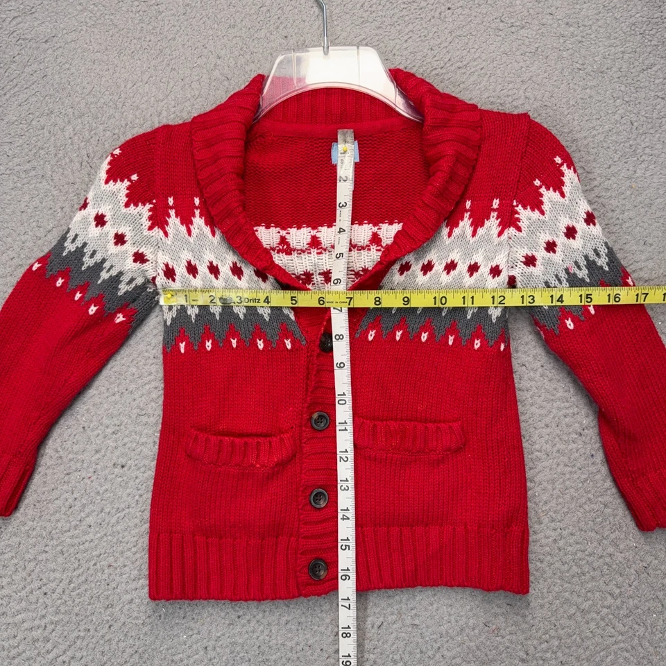 Cárdigan Suéter Gap Niños Rojo Gris Isla Justa Geométrica Mezcla de Lana Vacaciones Foto 2 de 4
