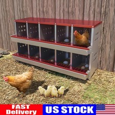 10 Holes Chicken Nesting Boxes Hen Coop Roll Away Nesting Box for Laying Egg US