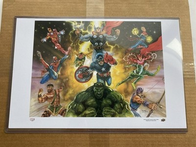 2022 Upper Deck Marvel Fleer Ultra Avengers Lithograph Spider-man Hulk 11 x 17