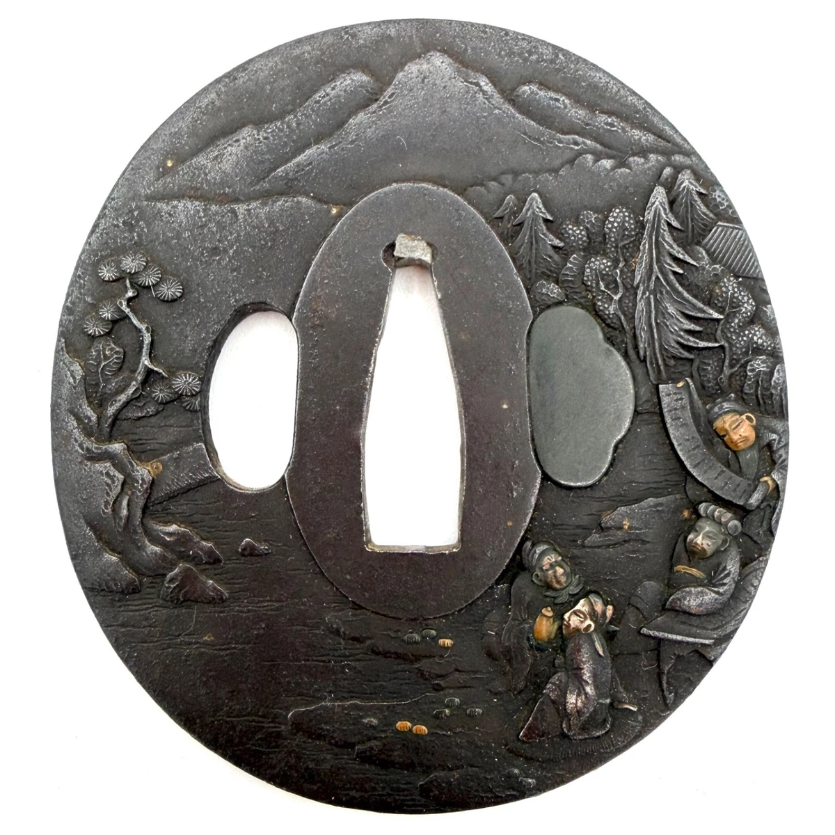 多色古董原创古董日本刀镡| eBay