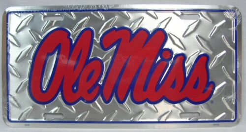 Ole Miss Rebels Car Truck Tag Diamond License Plate Rebel MISSISSIPPI Football - Picture 1 of 1