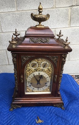 WINTERHALDER & HOFMEIER MAHOGANY GONG AND CHIME BRACKET CLOCK, REPEATER