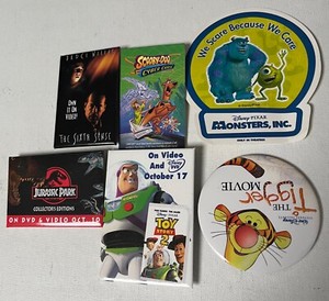 Lot of 5 Movie Pinbacks Promo + Sticker Monsters Inc MINT