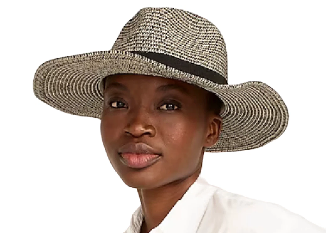 Wide brim store packable straw hat