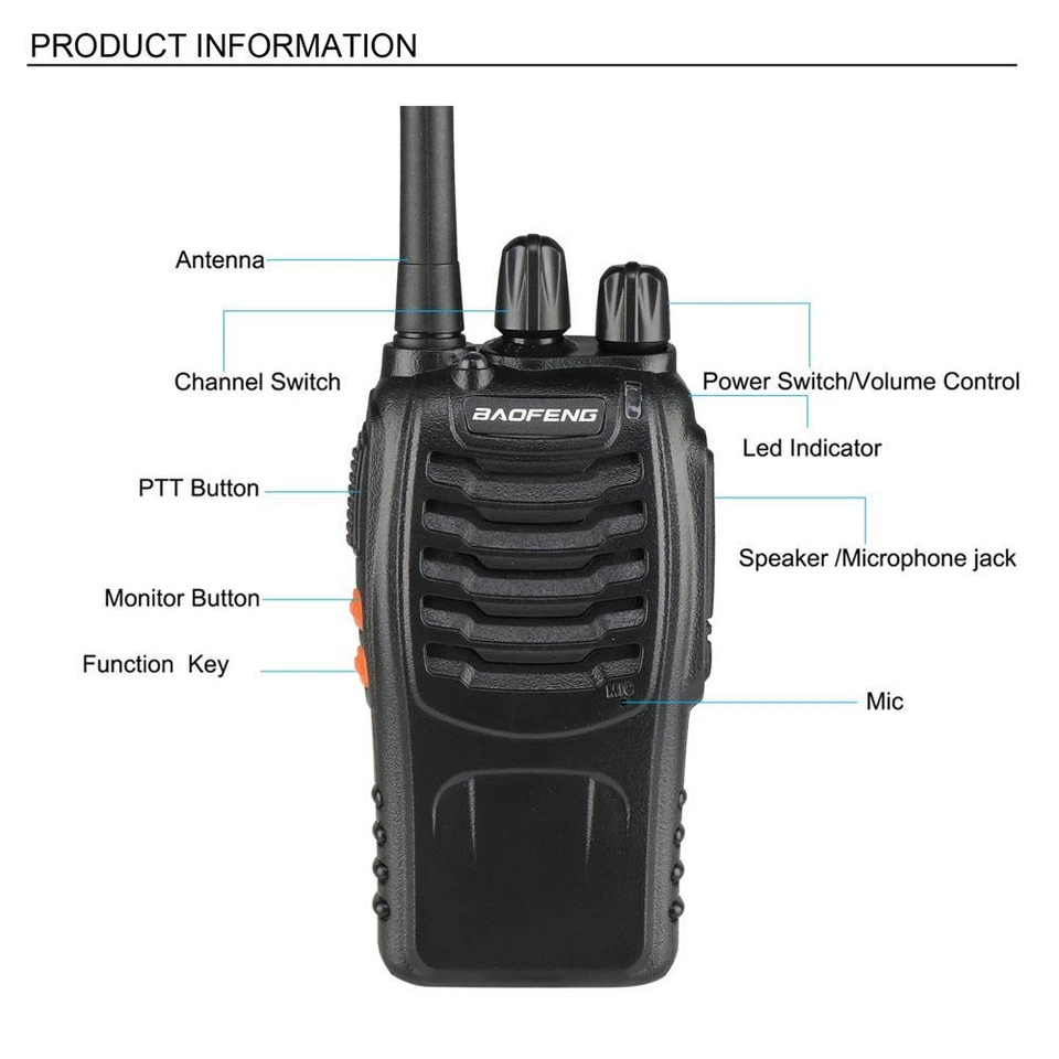 20x Baofeng BF-88E PMR446 16 Kanal Funkgerät Walkie Talkie +Headset Kopfhörer DE - Bild 3 von 4