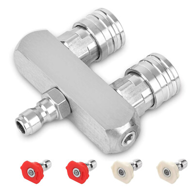 #ad 5000PSI Dual Pressure Washer Nozzle 1 4quot; Quick Connect With 4* Spray Tips Parts $28.99