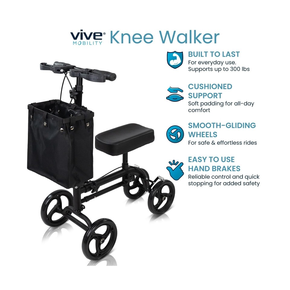 Vive Mobility Knee Scooter for Adults - Rolling Knee Walker for After ...